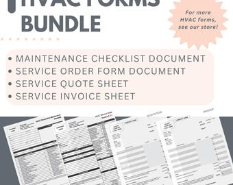 HVAC-bundel met serviceorderformulier, onderhoudschecklist, offerte- en factuursjablonen, Excel