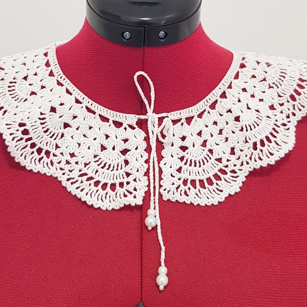 Crochet collar, lace, collar white, detachable collar