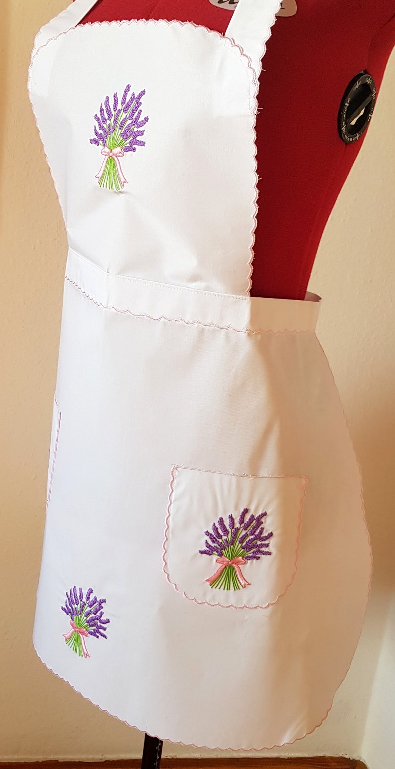 Kitchen apron, waiter apron, white apron, embroidered apron, kitchen stocking image 9