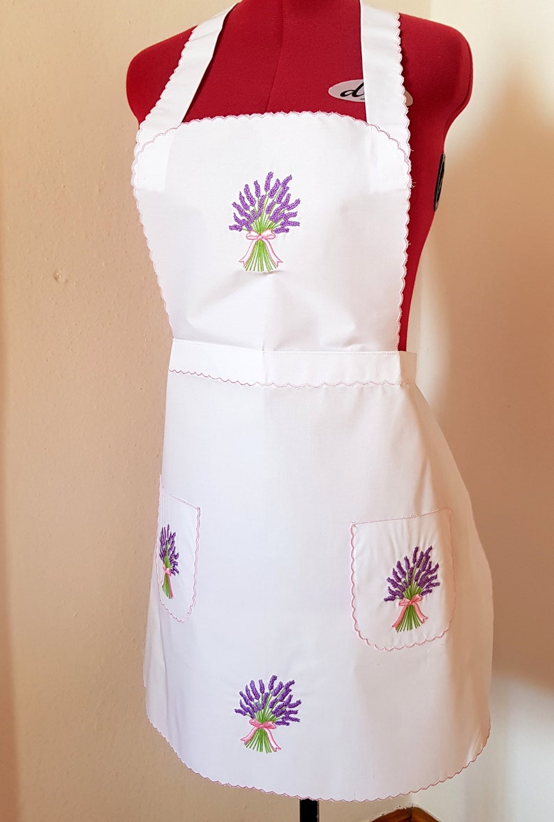 Kitchen apron, waiter apron, white apron, embroidered apron, kitchen stocking image 7