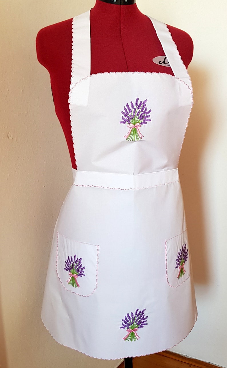 Kitchen apron, waiter apron, white apron, embroidered apron, kitchen stocking image 4