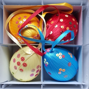 Decorative egg, polystyrene egg, satin ribbon egg