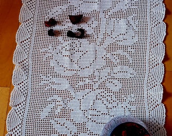 Crochet napkin, rectangular, cream napkin, crochet napkin, crochet, fillet, tablecloth