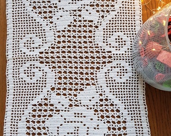 Crochet napkin, white, square, crochet