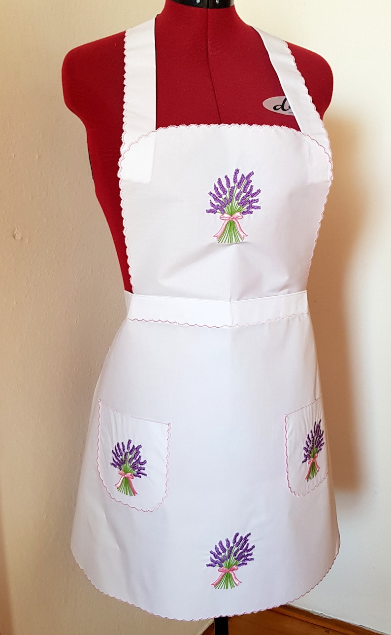 Kitchen apron, waiter apron, white apron, embroidered apron, kitchen stocking image 10