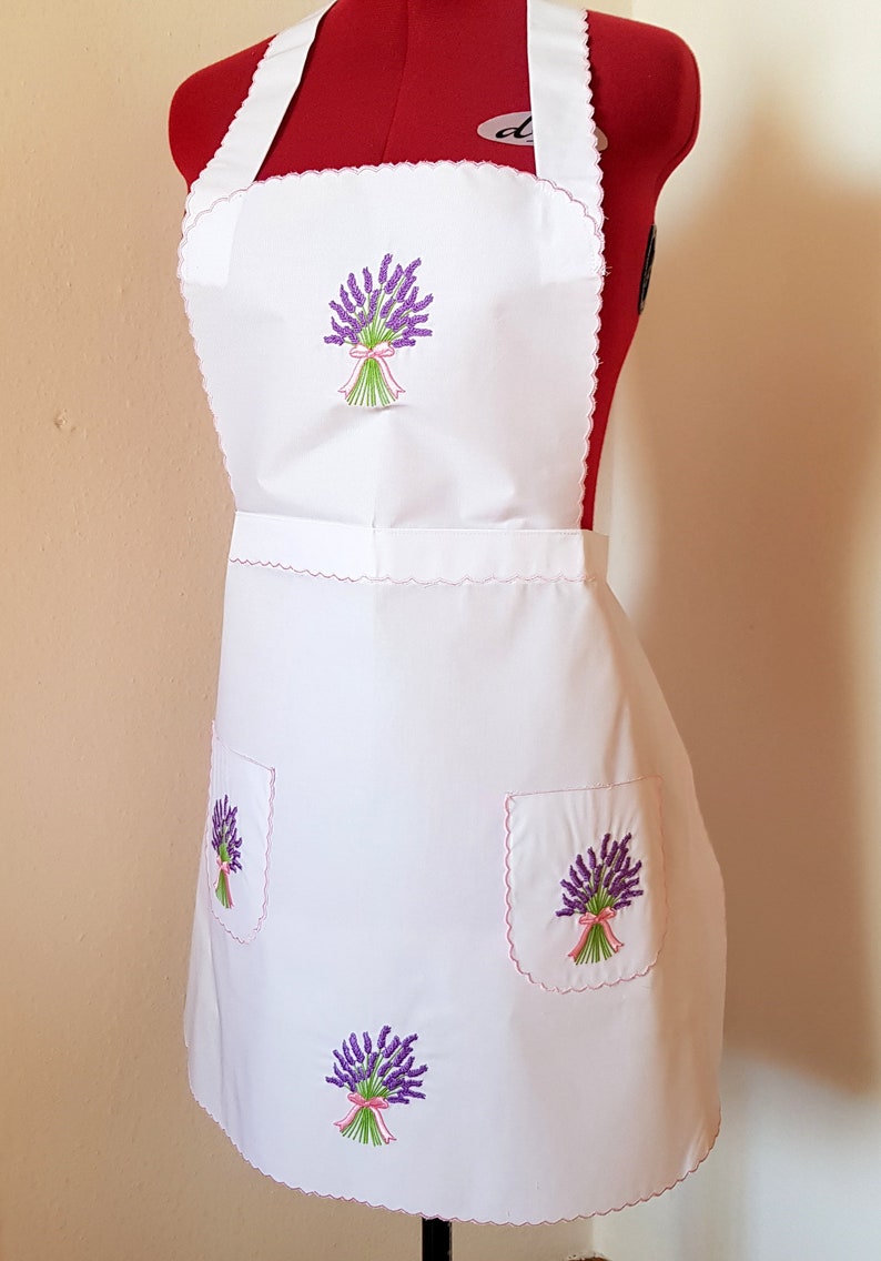 Kitchen apron, waiter apron, white apron, embroidered apron, kitchen stocking image 2