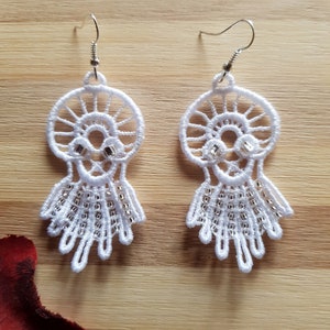 Lace earrings, white, Earrings Lace