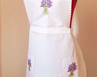 Kitchen apron, waiter apron, white apron, embroidered apron, kitchen stocking