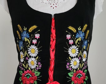 Velvet embroidered vest, folk embroidered vest, folk vest, velvet vest