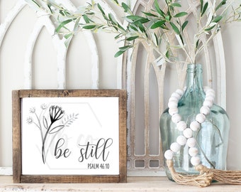 Be Still Hand Drawn Flowers / DIY Print Then Frame Wall Art Instant Digital Download Print File / Printable