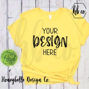 Gildan 64000 Maize Yellow Unisex Tee mockup Gildan Softstyle Mockup Flat Lay Shirt Mock Up Fall mockup White Wooden Background