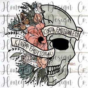 Half Skull Half Floral Watercolor PNG