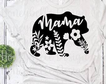 Mama Bear Floral PNG SVG