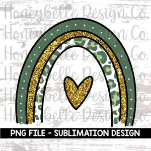 St. Patrick&#39;s Day Rainbow PNG | Sublimation Design | Gold Glitter | Green Leopard Print | Cricut | Silhouette | DIY Iron On Image