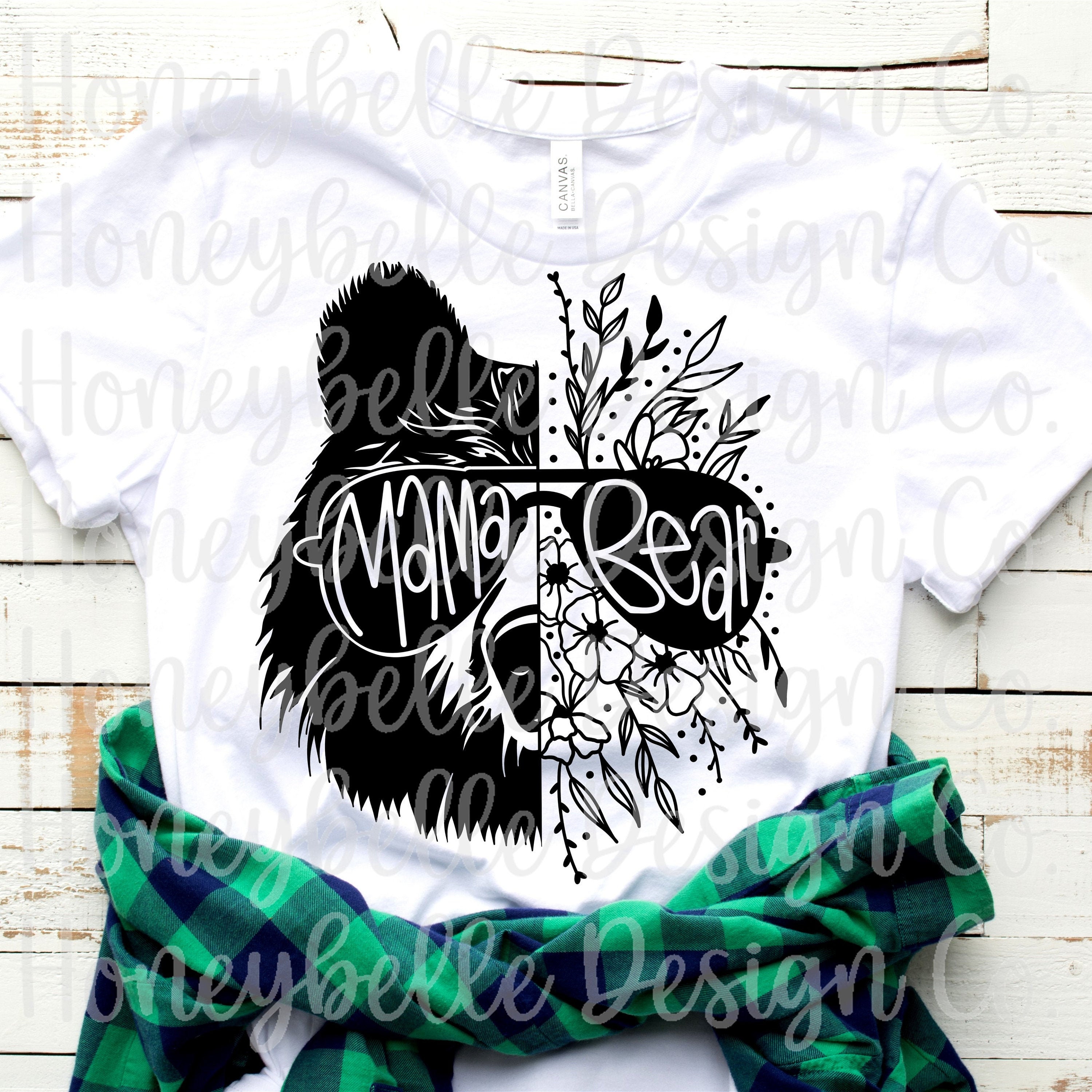 Mama Bear Half Bear Half Flowers Vinyl Design PNG SVG Hand | Etsy