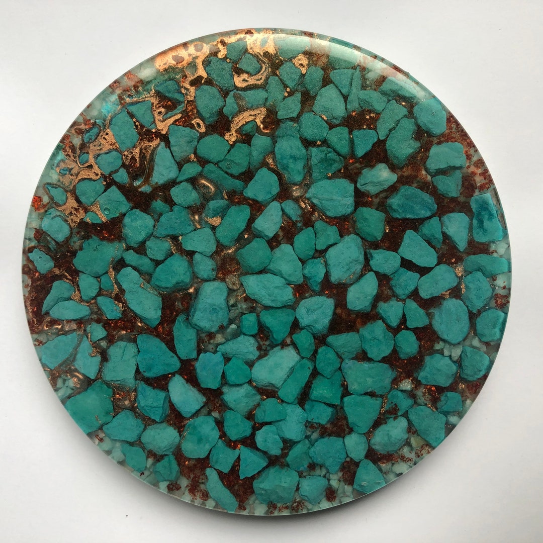 Large Resin Rocks 6” X 6” Resin Art Rocks Filled Large Coaster/trivet - Etsy