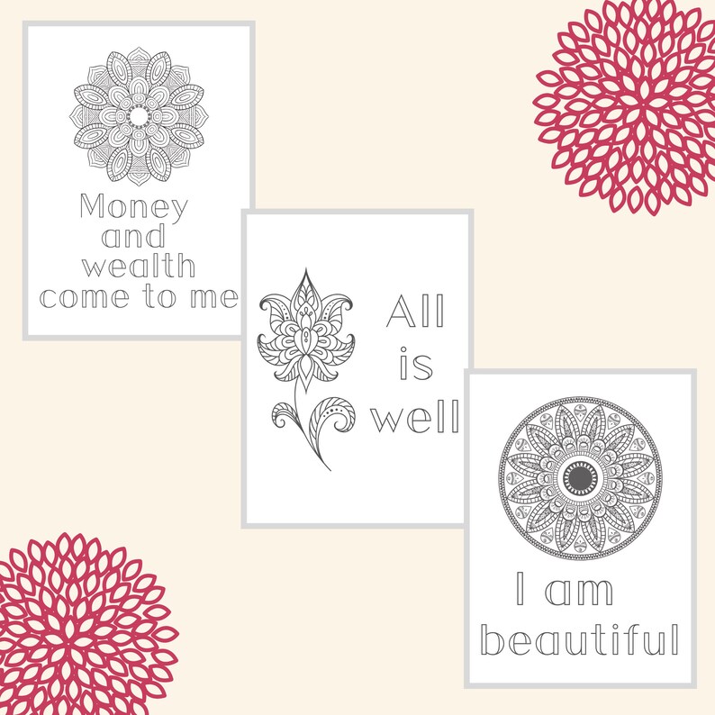 9 Printable Affirmations, Mantras Pages to Color, Growth, Inspiration ...