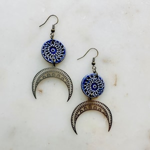 Boho handmade ceramic earrings