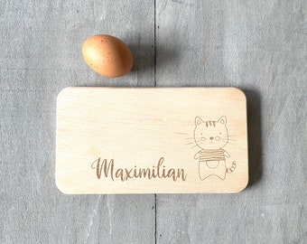 Breakfast board cat with name