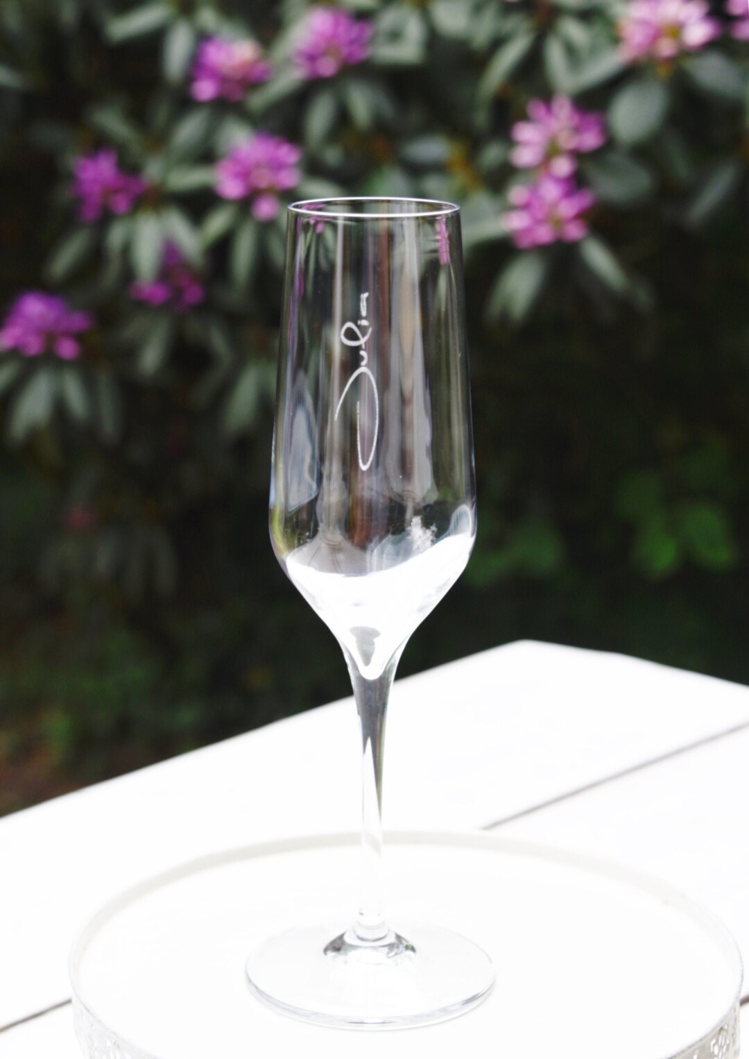 Engraved Champagne Glass Etsy