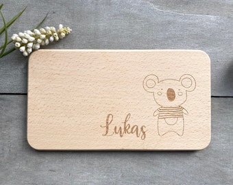 Breakfast board koala with name