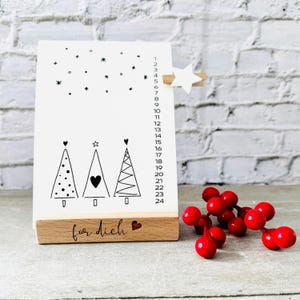 Adventskalender - Adventskalender to go - 24 Tage - Adventskalender Geschenk personalisiert - Postkarte aufstellen - Advent Schreibtisch
