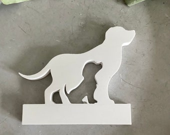 Silikonform Einschieber Hund mit Welpe für Teelichthalter und Kerzenhalter | Gescheinkidee |