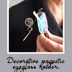 Eyeglass Holder Pin with 2 snaps buttons interchangeable totally FREE | Eyeglass brooch holder | Multi function clip | gifts under 20