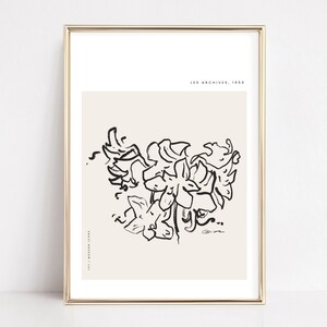 Floral Silhouette Souvenir Flower Illustration Art Print 8x10 Wildflower Peace Sign California Wall Art Minimalist