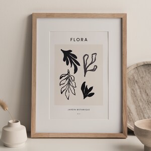 Floral Silhouette Souvenir Flower Illustration Art Print 8x10 Wildflower Peace Sign California Wall Art Minimalist