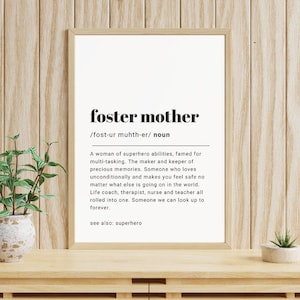 Fostermamma definition DIGITALT väggkonsttryck, mors dag-presenter, fosterförälderpresenter, mamma, mamma, mamma, mamma, fosterhemspresenter A4, A5, A6