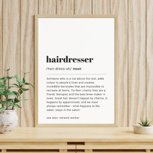 Hairdresser Definition Print, Hairdresser Gifts, Salon Decor, Salon Prints, Hairdressing Prints, Beauty Room Prints
