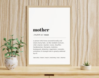 Mutter Definition Druck Mama Mama Mama Mama Personalisierte Definition Wand Kunst Druck, Geschenk für Mama, weibliches Geschenk, Typografie Druck, Muttertag