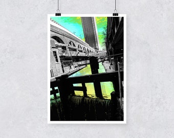 Lock 91 Deansgate Locks PrintManchester Print Psychedelic Foto Collage Kunst After The Rain MCR