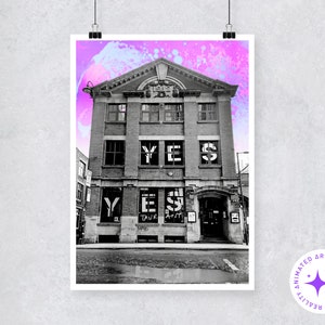 YES Manchester Print Augmented Reality Print Manchester Music Manchester Art AR Art Pink Sky Artivive Animated Artwork After The Rain MCR
