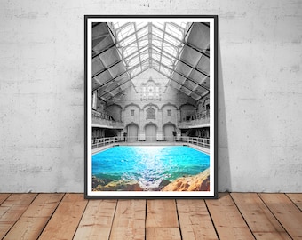 Victoria Baths Print (#1) Augmented Reality Print Manchester Art AR Art Ocean Art Sea Art Artivive Animated Artwork After The Rain MCR