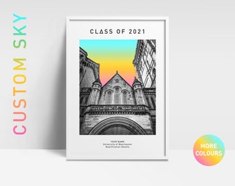 Universität von Manchester UoM Print Graduation Print Graduation Gift Personalisiertes Geschenk Custom Sky Manchester Art After The Rain MCR