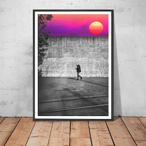 Piccadilly Gardens Print Augmented Reality Print AR Art Manchester Art Artivive After The Rain MCR The Wall Sunset Art