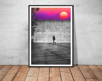 Piccadilly Gardens Print Augmented Reality Print AR Art Manchester Art Artivive After The Rain MCR The Wall Sunset Art