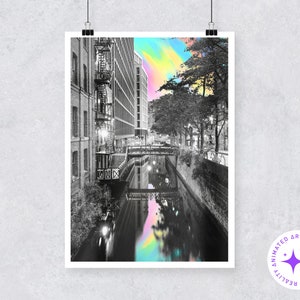 Canal Street Print Gay Village Print Augmented Reality Print Manchester Art AR Print Animated Art Psychedelic Artivive After The Rain MCR