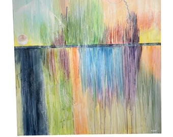 Liquid Haze 2  By, Scott, H. acrylic hand painted 40x40 Colorful Abstract WOW!