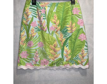 Gonna Lilly Pulitzer da donna, 4 tasche foderate in cotone floreale vintage, stile preppy e spiaggia