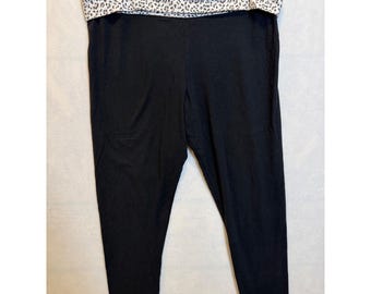 Victoria's Secret Leopard Print Foldover Waistband Yoga Leggings Black XXL Y2K