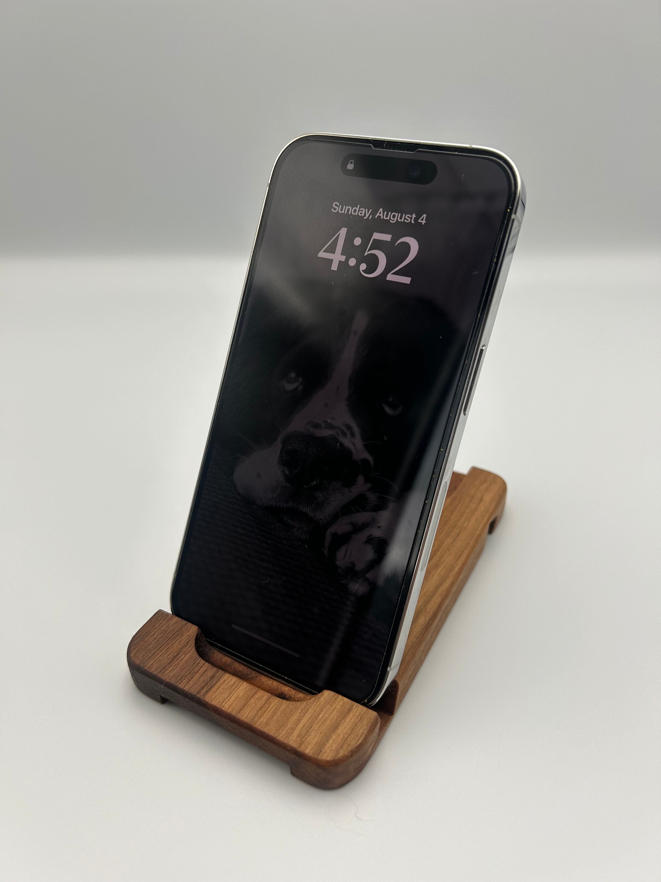 Solid Walnut Wood Phone Stand, Desk Office Decor