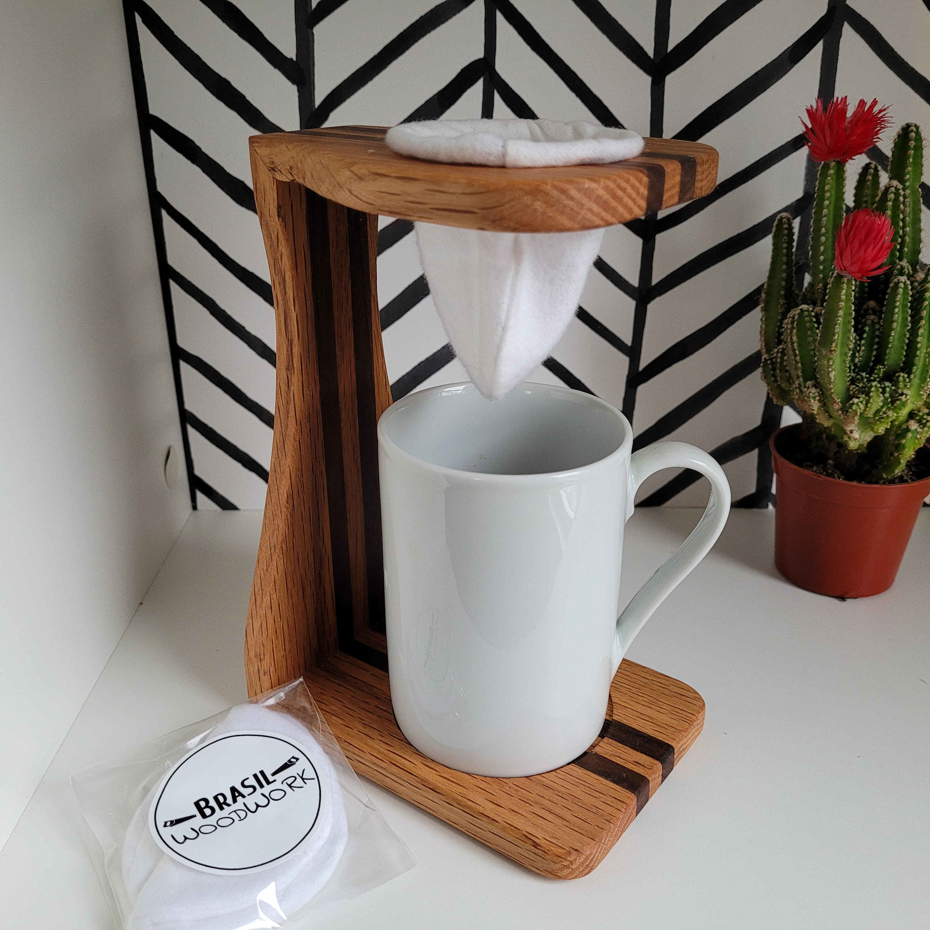 L'ÉPICÉA Pour Over Coffee Maker Set, Pour Over Coffee Maker with Stand, Adjustable Stainless Steel Stand, Wooden Base, Paper Filters, Cone Glass
