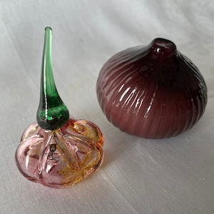 2 Collectible Swedish Glass Onions. 1 Designed and Made by &quot;Brukforshyttan&quot; in Västerbotten County. Made in the 1990&#39;s.