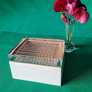 Painted Wood and Crystal Glass Box. Made at Skruf Glassware Sweden. 1950-70&#39;s. Bengt Edenfalk Designer. Small Useful Box.