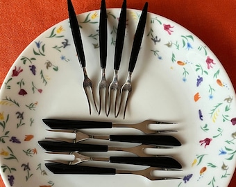 Vintage schwedische Cocktailgabeln, Edelstahl & Chrom, 9er Set