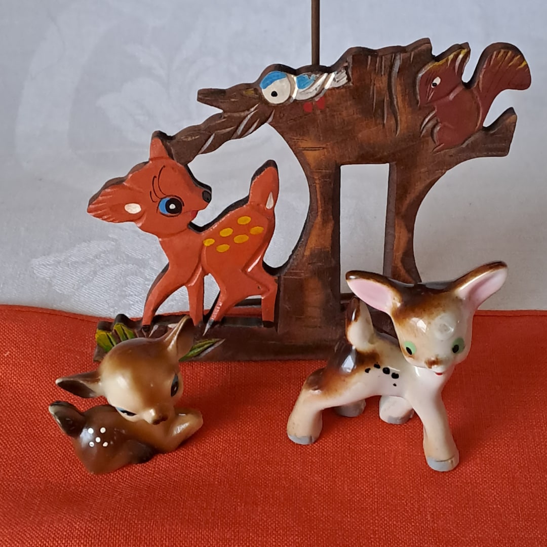 Kitsch Baby 3 Retro Kitsch Baby Bambi Deer's. Wooden Picture. Standing Japanese ...