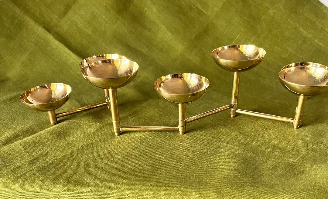 Brass Candle Holder With 7 bowls. Probably Made in Sweden. Fully